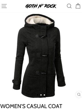 Women's Black Hooded Toggle Pea Coat